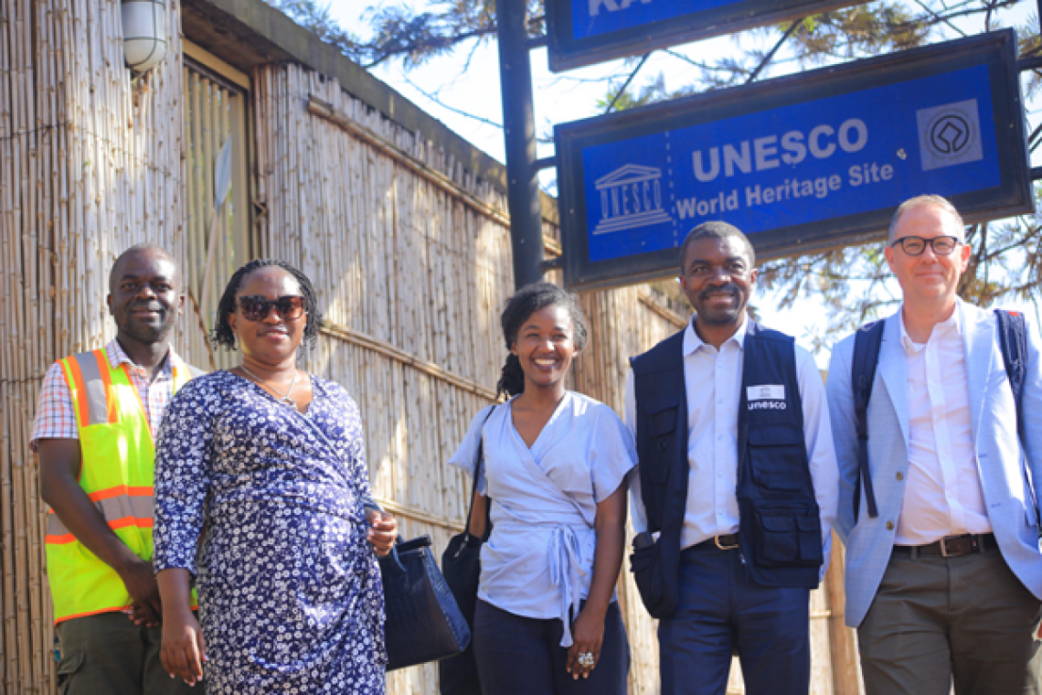 UNESCO Official Lazare Eloundou Assomo has visited the Kasubi Tombs to assess the progress of the restoration work